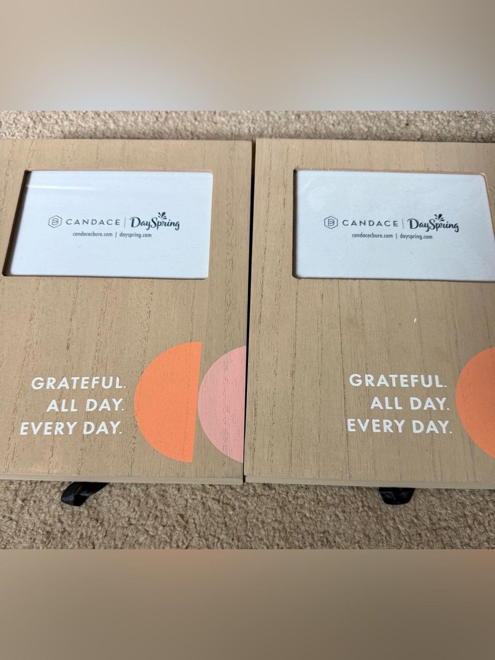 Candace | DaySpring 'Grateful All Day' Beige Wood Picture Frame - Set of 2